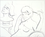 Roy Lichtenstein 1995 – NUDE ON PHONE WITH BUST – Graphite on paper (20 x 25 cm)